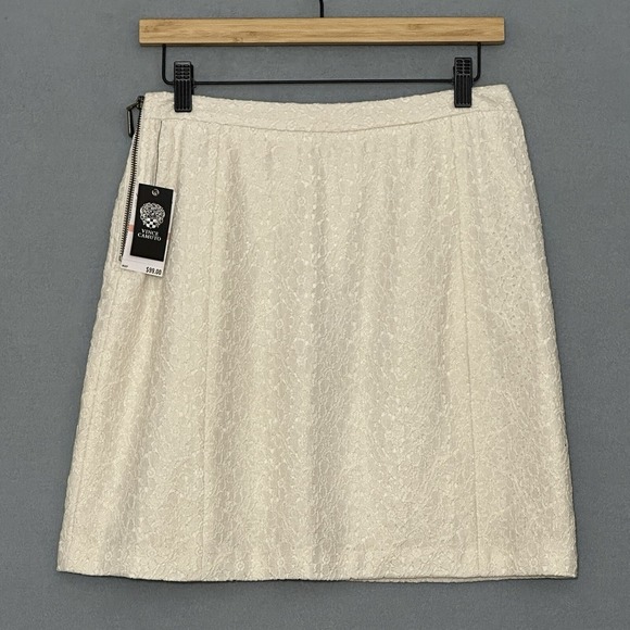 Vince Camuto Womens Skirt 2 Ivory Lace Mini Classic Occassion Feminine Coquette - Picture 5 of 12